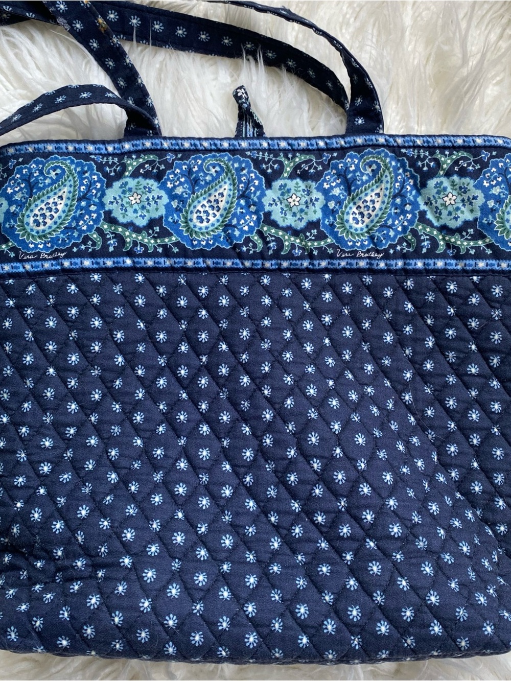 Vera Bradley Quilted Navy Paisley-Trim Tote Bag - Women's Shoulder Tote - Picture 10 of 16